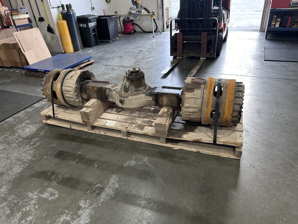 An AxleTech PRLC1794W4H from a Taylor TX 520 Series forklift in need of a rebuild.