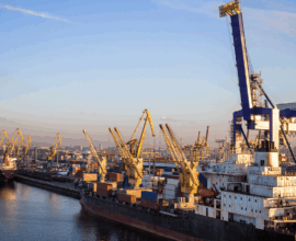 Port terminal with heavy duty crane