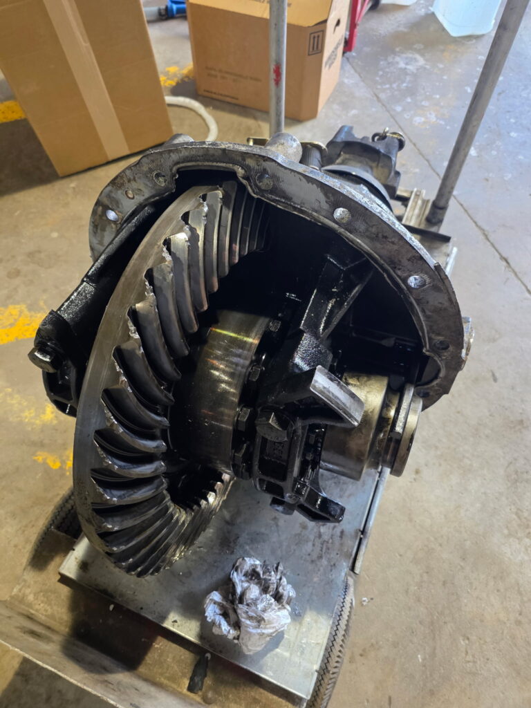 Visible damage to the ring gear can be seen on the old differential