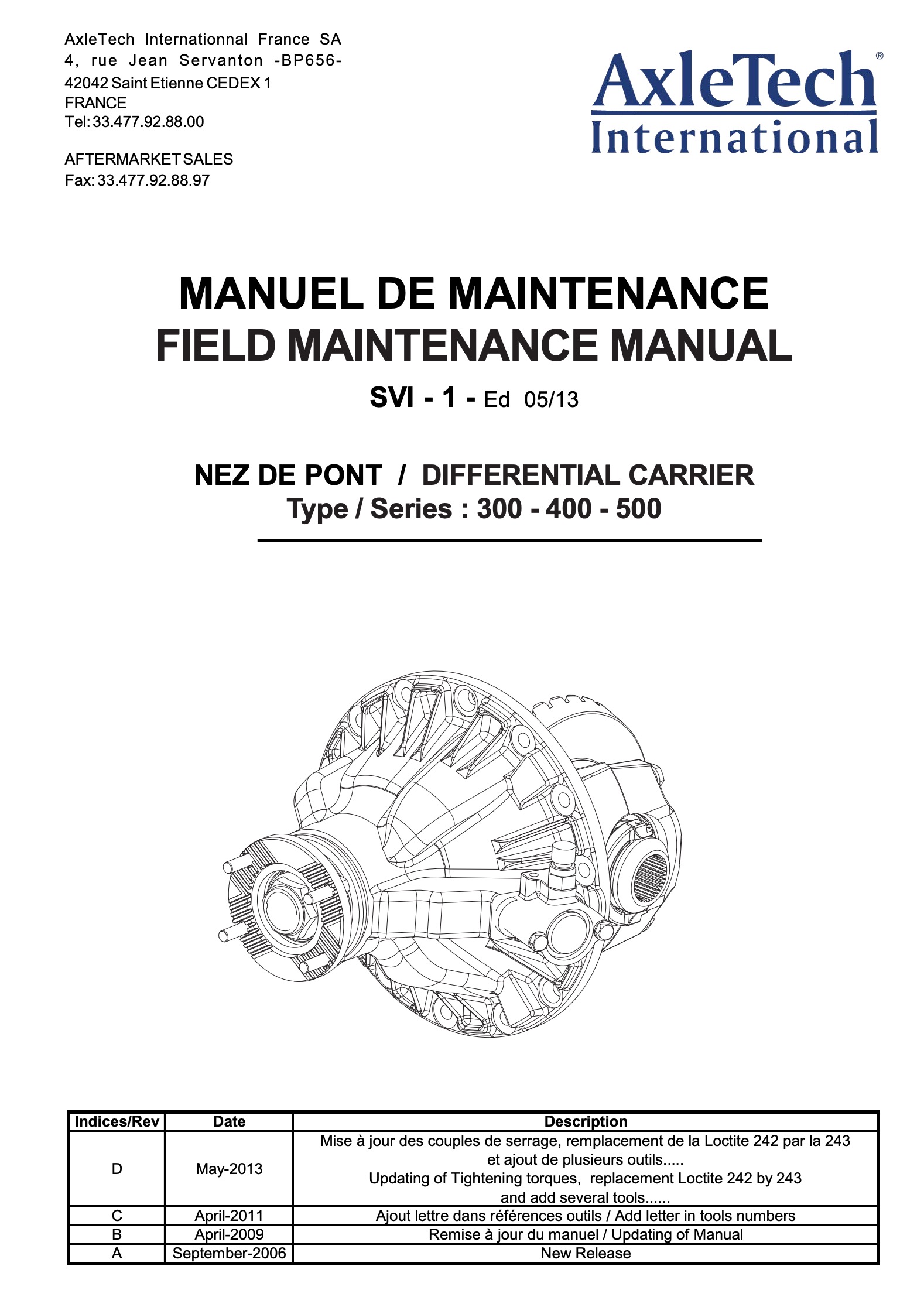 AxleTech 300, 400, 500 Series Differential Carrier Field Maintenance ...
