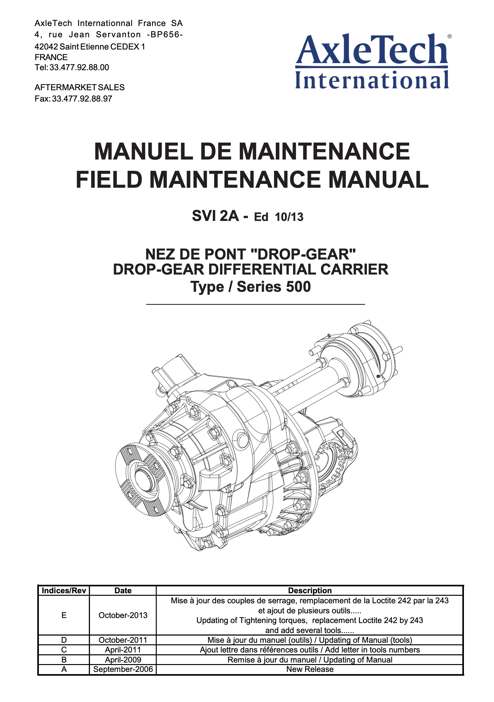 AxleTech 500 Series Drop Gear Differential Carrier Field Maintenance ...