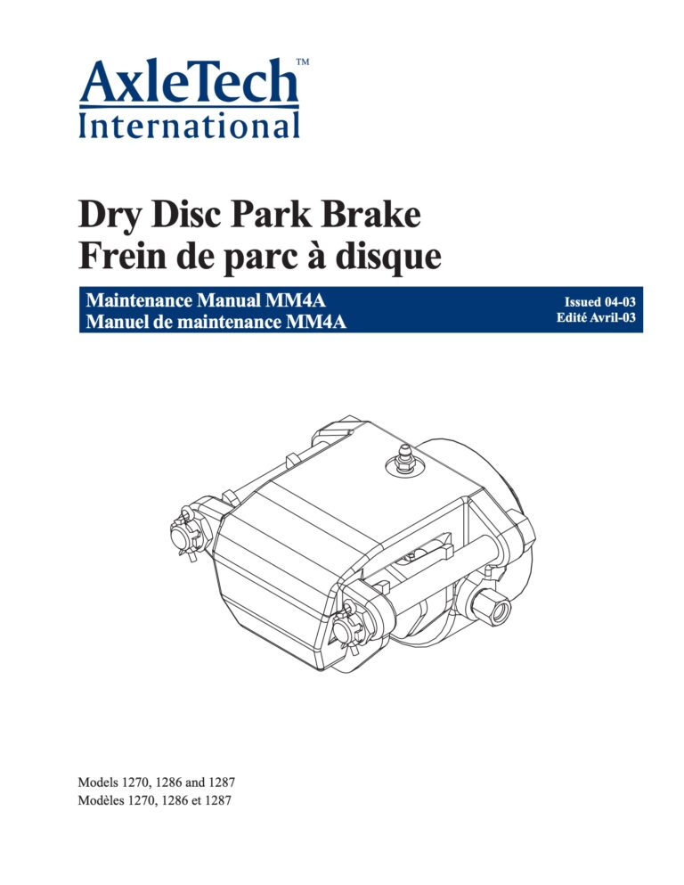 AxleTech Dry Disc Park Brake Maintenance Manual | Heavy Duty Transaxle